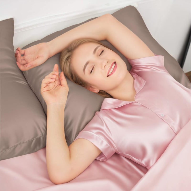 INSSL Mulberry Silk Pillowcase for Hair and Skin Health,Natural Silk Pillow Cover with Hidden Zipper Both Side Silk1 pcs (Light Coffee, Queen 20"x 30") - Image 2